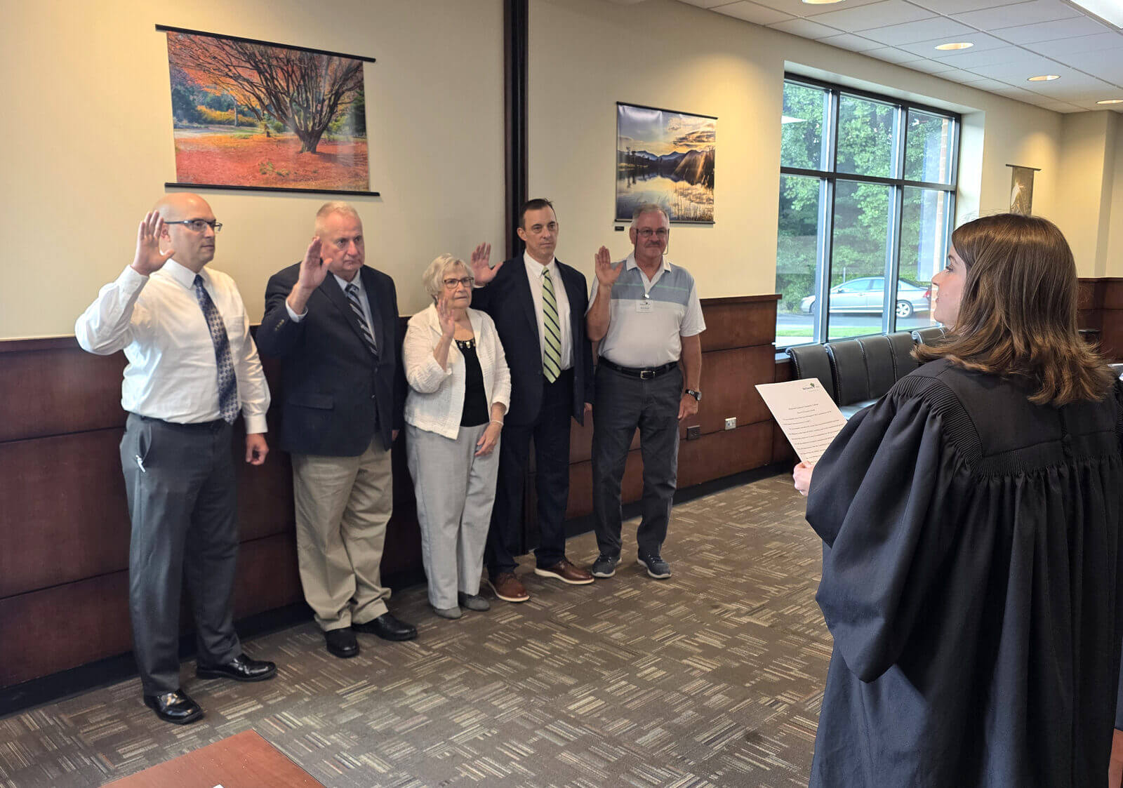 Judge Shelley swears in new and re-appointed trustees to McDowell Tech Trustee Board