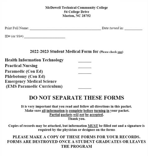 HIT Medical Form 2022 - 23