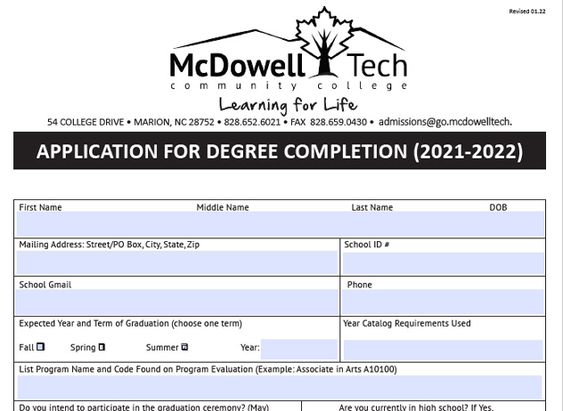 Degree Completion Application