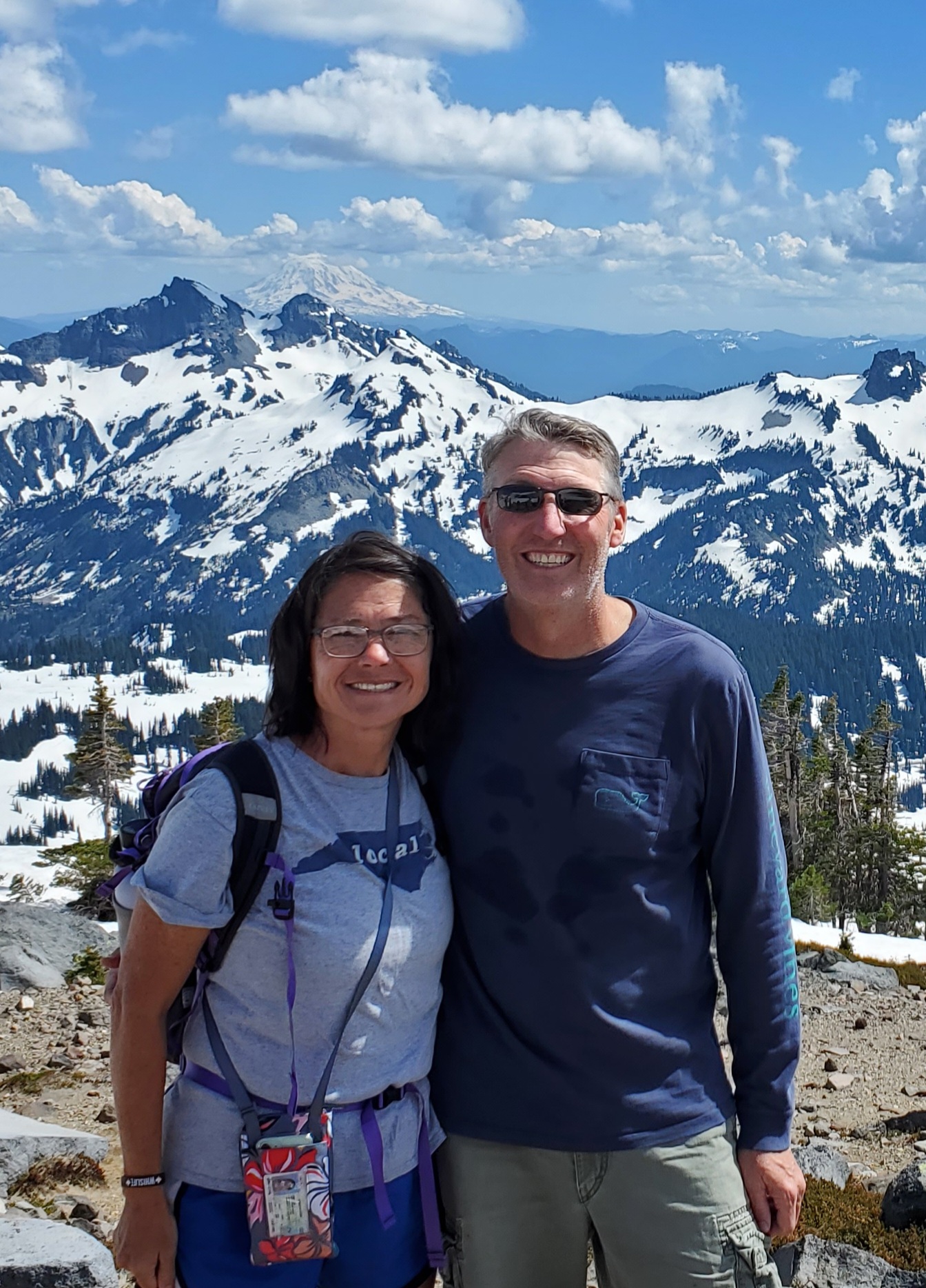 Mt. Rainier (Washington) - A rare clear day for Kathy and me. In the background you can see Mt. Saint Helens.
